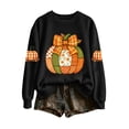 thumbnail image 2 of Ynynloco Women's Pumpkin Graphic with Bow Sweatshirts Crewneck Casual Fall Long Sleeve Tops, 2 of 7