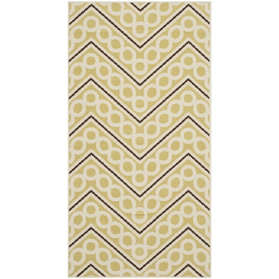 Safavieh Hampton Yvonne Chevron Indoor/Outdoor Area Rug, Green/Ivory, 2'7" x 5'