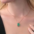 thumbnail image 4 of Gem Stone King 18K Rose Gold Plated Silver Green Malachite and White Moissanite Pendant Necklace for Women (10.02 Cttw, Gemstone Birthstone, Emerald Cut 14X10MM, with 18 inch Silver Chain), 4 of 4