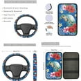 thumbnail image 3 of Jeiento Sea Turtle Car Seat Cover Full Set with Auto Floor Mats Steering Wheel Protector Flowers Car Seatbelt Pads Blue Armrest Cover Coasters Lipstick Holder Keychain 17pcs Car Accessories Set, 3 of 7