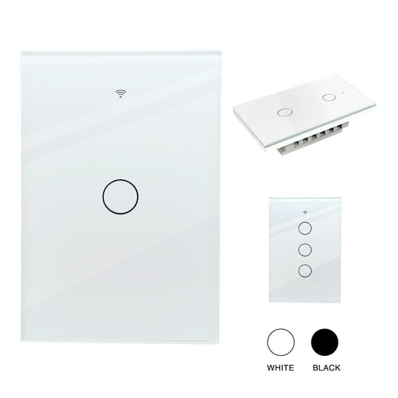 Interruptor inteligente wifi Sin Neutro con capacitor (1 via) apagadores inteligentes de pared c/ panel táctil, control remoto x App, compatible con Alexa, Google home y Smart life (2.4WiFi) Happy Life Interruptor Inteligente Wifi 1 switch Blanco