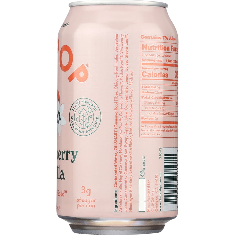 Olipop Strawberry Vanilla Prebiotic Soda, 12 fl oz, 12 Pack photo 8