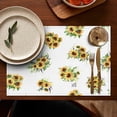 thumbnail image 4 of White Yellow Purple Flower Bouquet Sunflower Pattern Summer Placemats Table Placemats Set Of 6-Linen Kitchen Washable Placemats Table Mats 11.8"x17.7" Non-Slip Heat Resistant, 4 of 5