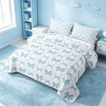 thumbnail image 3 of Erosebridal Chic Bowtie Quilt King, Kawaii Bow King Coverlet Set, Stars Reversible, Watercolor Blue, 3-Piece (1 Bedspread and 2 Pillowcases), 3 of 7