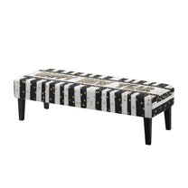 Psesaysky Stretch Dining Bench Cover New Year Removable Bench Covers Slipcover Washable Rectangle Long Seat Cover Protector for Dining Room, Living Room, Bedroom, Patio (Black White Stripes)