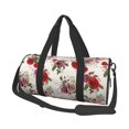 thumbnail image 2 of Xecao Rose Flowers print Round Travel Duffel Bag is a foldable gym bag with an inner pocket, perfect for travel sports, 2 of 8