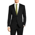 thumbnail image 2 of Mens Ticket Pocket Black Spandex Slim Fit Suit Nicoletti, 2 of 6