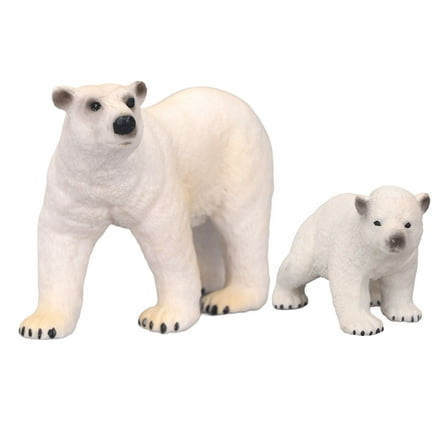 2 Pcs White Bear Figurine Toy Lifelike Decorative Animal Sculpture Ornament For Children