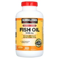 Kirkland Signature Natural Fish Oil Concentrate with Omega-3 Fatty Acids, 400 Softgels, 1000mg