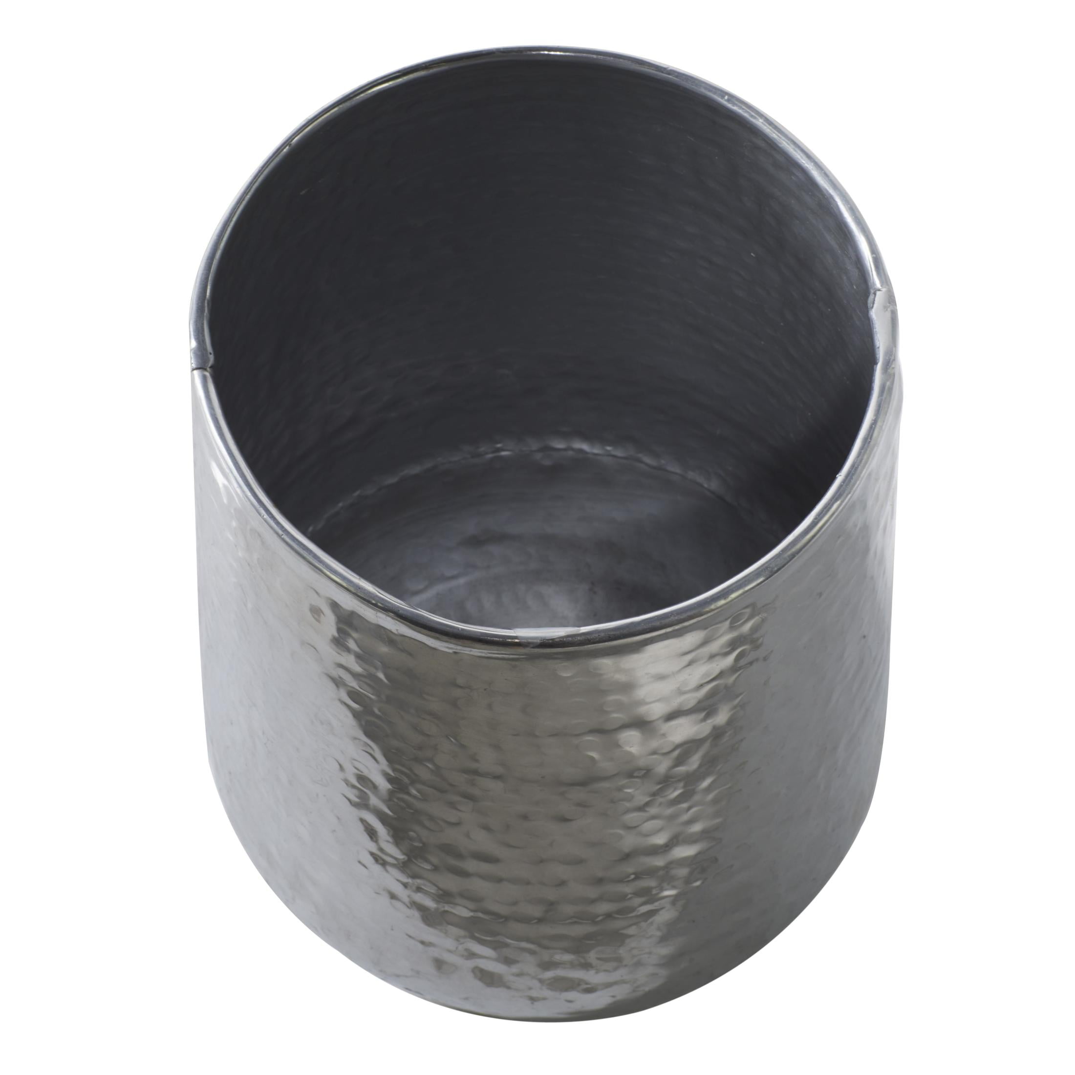 DecMode Silver Aluminum Metal Wide Hammered Indoor Outdoor Planter, Set of 3 21", 16", 13"H