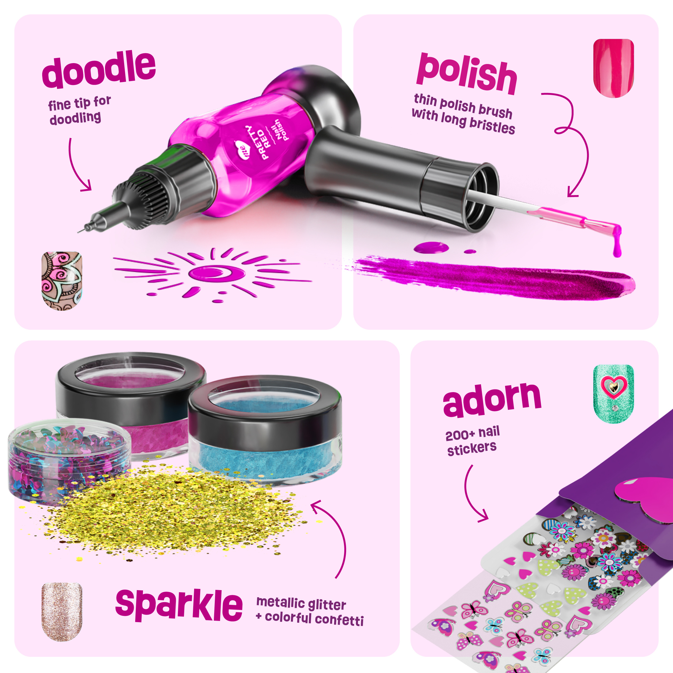 Pretty M Nail Art Studio Kit for Girls, Ages 7-12 photo 2