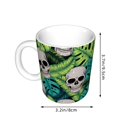 thumbnail image 2 of Yiaed Skull and Palm Leaves Print Ceramics Coffee,Large Handle Design,Extra Large Tea and Coffee Cup for Office and Home Mugs, 2 of 6