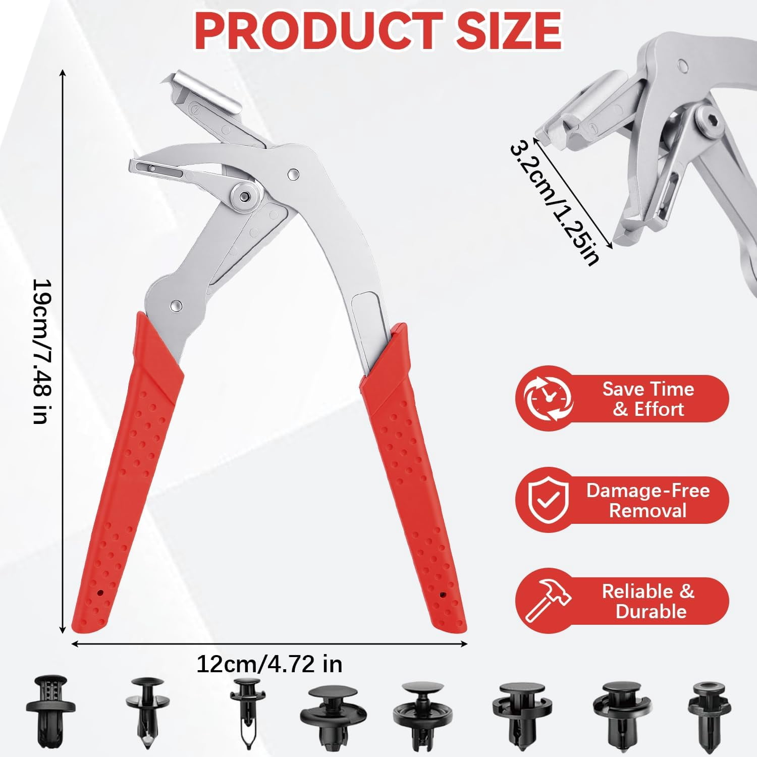 Car Clip Pliers & Trim Removal Tool,Spring-Loaded Fastener Rivet Remover,Clip Removal Pliers,Removing Automotive Fasteners Clips Without Damage for Auto Door Panels,Interior & Exterior Trim
