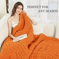 thumbnail image 3 of Chunky Knit Blanket Throw, 100% Hand Knit Chenille Throw Blanket for Sofa & Home Decor, Soft and Cozy Knitted Throw Blankets (Orange, 51"x63"), 3 of 17