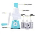 thumbnail image 6 of Three Blade Manual Rotary Vegetable Slicer, Mandoline, Shredder, Cheese Grater, Potato Slicer, Cole Slaw maker, Nuts Grater with Heavy Suction Base and Easy Clean Up, Blue, 6 of 7