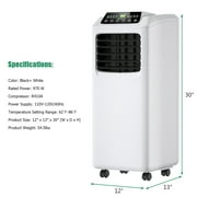 Costway EP23048 10000 BTU Portable Air Conditioner and Dehumidifier Function in White with Window Kit Remote