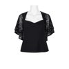Adrianna Papell Short Sleeve Queen Anne Sequined Crepe Top-BLACK