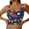 thumbnail image 2 of Haiem Rocket Satellite Pattern Womens Sports Bra - U Neck Padded Low Impact Yoga Bra Workout Crop Top Gym Moisture-Wicking Workout Vest -Medium, 2 of 9