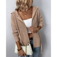 thumbnail image 3 of Chaqueta con capucha, cremallera, cordón y bolsillos, color caqui, manga larga, talla M, para mujer, 3 of 6