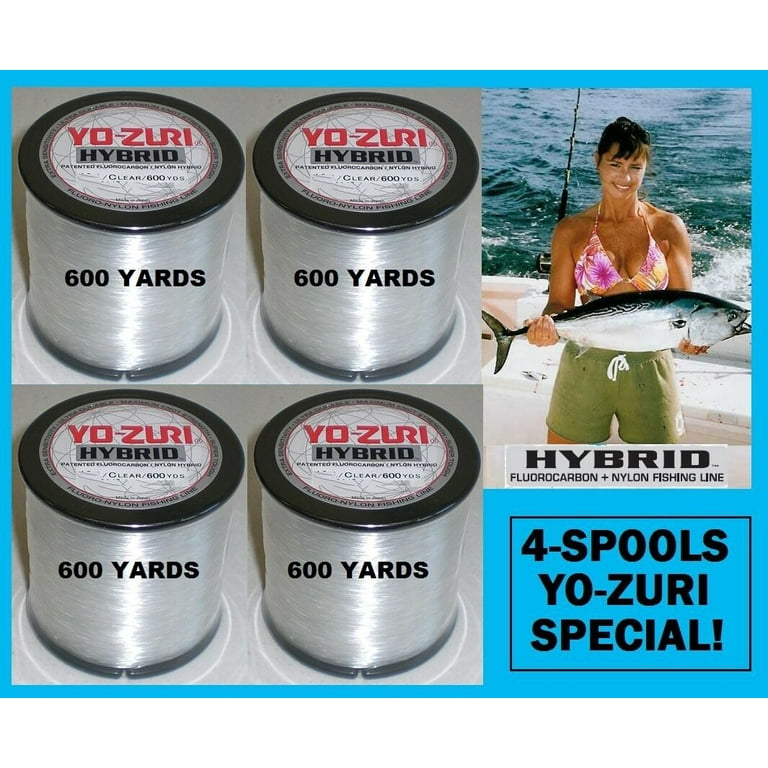 4 PACK YO-ZURI HYBRID Fluorocarbon Fishing Line 8lb/600yd CLEAR COLOR NEW!