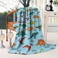 thumbnail image 2 of Blue Cartoon Dinosaurs Names Pattern Blanket,Comfortable Soft Lamb Wool Throw Blanket,All Season,Warm Lightweight Blankets for Sofa Bed Couch Living Room Chair,40"x50", 2 of 4