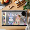 thumbnail image 2 of Bunny Gnomes Easter Placemats Set of 4, Eggs Black White Checkered Farmhouse Placemats for Dining Table, Place Mats for Kitchen Tabletop, Waterproof Wipeable Dining Table Mats Set, 2 of 9