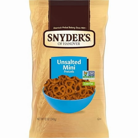 Snyder's of Hanover, Unsalted Mini Pretzels, 12 Oz Bag ( Pack of 2 )