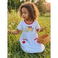 thumbnail image 3 of BemeyourBBs Kids Toddler Baby Girl 100 Dyas Back To School Dress Outfit Letter Apple Embroidery Stripe Short Sleeve Dress Toddler Summer Fall Casual Dress, 3 of 9