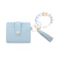 thumbnail image 1 of Women Keychain Bag with Tassel Wallet Fashion Key Chain Snap Button Card Holder Bangle Bracelet Keyring Pendant Accessory Gray Blue, 1 of 8