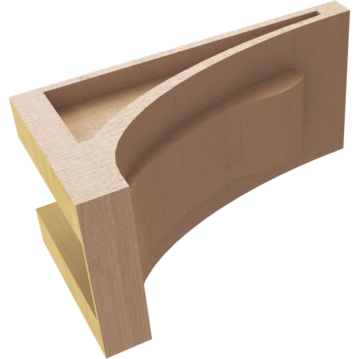 4"W x 8"D x 4"H Wide Viola Rough Cedar Woodgrain TimberThane Corbel, Primed Tan