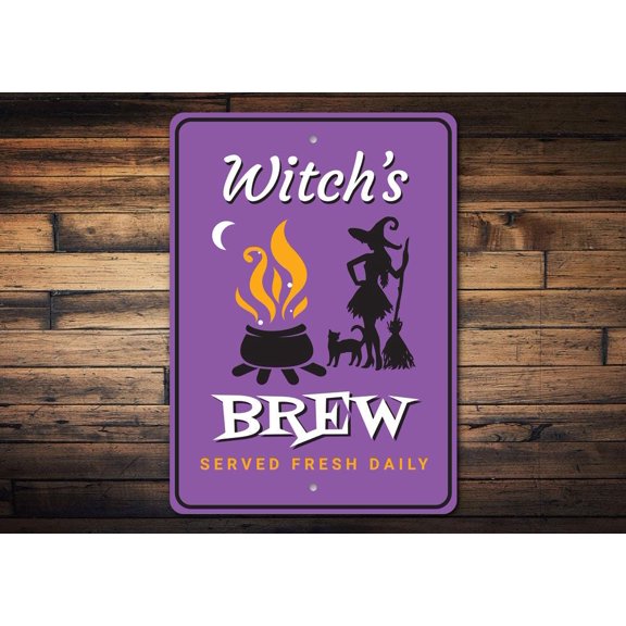 Witch's Brew Novelty Sign, Metal Wall Decor - 10x14 inches