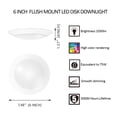 thumbnail image 5 of Run Bison 6Inch LED Dimmable Ceiling Light Fixture, Wet Rated Dimmable LED Disk Light, CRI 90, J-Box, White, 1050 LM, 15W (75W Eqv.), 3000K, Energy Star, ETL -6 Pack, 5 of 7