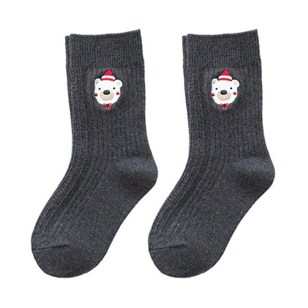 

ERTUTUYI Fashion Christmas Baby Girls Printed Knitting Cotton Children Kids Socks Grey
