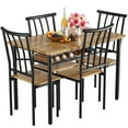 thumbnail image 1 of Dining Table Set for 4, Farmhouse Kitchen Table with Storage Rack and 4 Chairs, 5-Piece Modern Square Kitchen Table Set, Dining Room Table Set for Small Space, Apartment, Rustic Brown, 1 of 9