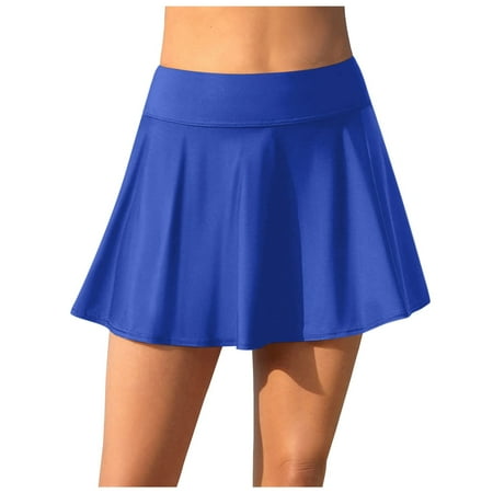 Ierhent High Waisted Swim Skirt Women s Strappy Bikini Bottom Full Coverage Bathing Suit Bottoms Women Cut Out Swimsuit(Blue XL)