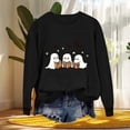 thumbnail image 3 of Womens Cropped Halloween Sweatshirts Fashion Ghost Graphic Pullover Shirts Cute Long Sleeve Trendy Clothes Blue, M, 3 of 4