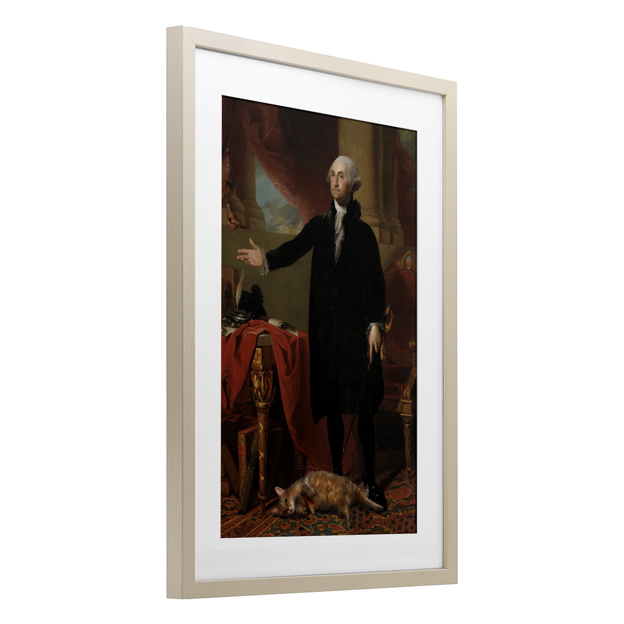 Stupell Industries Purrsuit Of Liberty Historical Cat Birch Framed Print Under Glass, design by Sarah Adams
