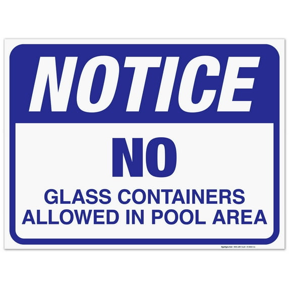 No Glass Containers Allowed In Pool Area Sign, Pool Sign,