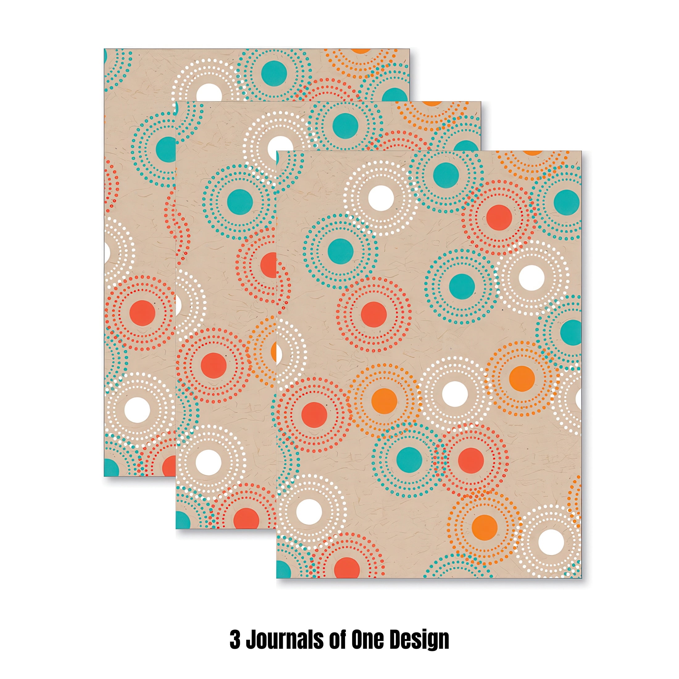 Viabella Dots and Circles Pattern Standard Journals, Multi Color, 5"x5", 100 Pages, 3 Count, 3 Pack