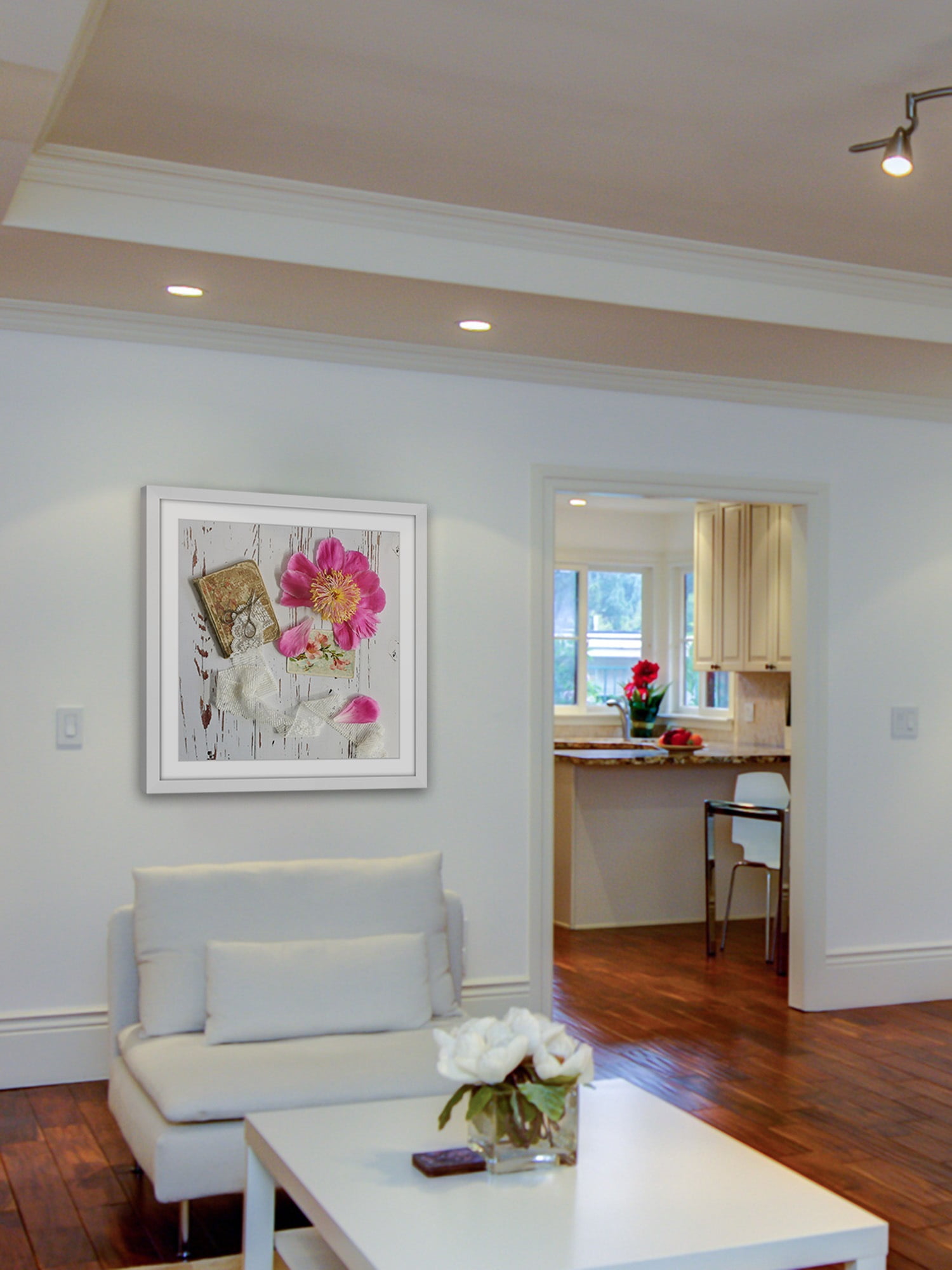 "Peony and Lace" Framed Painting Print