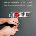 thumbnail image 3 of Red Light Illuminated 4 Pin DPST ON/ Snap in Rocker Switch 16A 20A 250V AC, 3 of 8