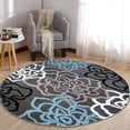 thumbnail image 6 of World Rug Gallery Contemporary Modern Floral Flowers Area Rug - D.Gray 6'6" Round, 6 of 8