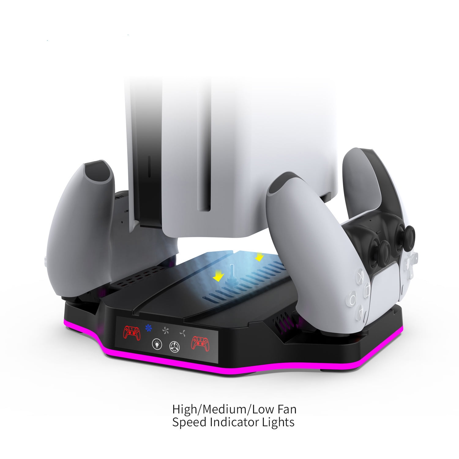 Charging Stand with Cooling Fan for PS5 Slim Console,Avec 3 Levels Turbo Fan, 3 Levels Turbo Fan