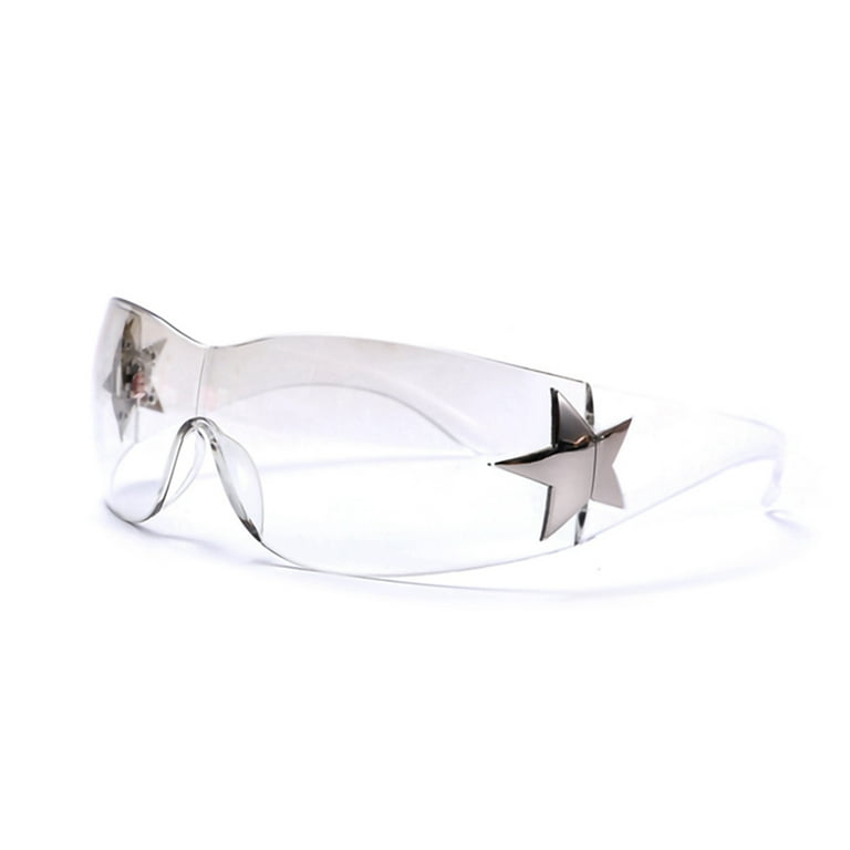 JYYYBF Trendy Rimless Star Y2K Sunglasses for Women Men Shield
