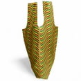 thumbnail image 3 of Rasta Reusable Portable Bag, Vivid Colors Ethiopian Flag Colors in Wavy Style Stripes Image, Fabric Market Bag Sturdy Easy to Clean Foldable Slim Design, Marigold Green and Red, by Ambesonne, 3 of 4