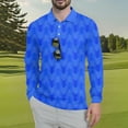 thumbnail image 3 of Homeyce Golf Polos for Men Long Sleeve Button Down Shirt Collared Casual Stylish Dry Fit Performance Golf Polo Shirts Floral Print Upf 50+ Sun Protection Pullover,Blue L, 3 of 4