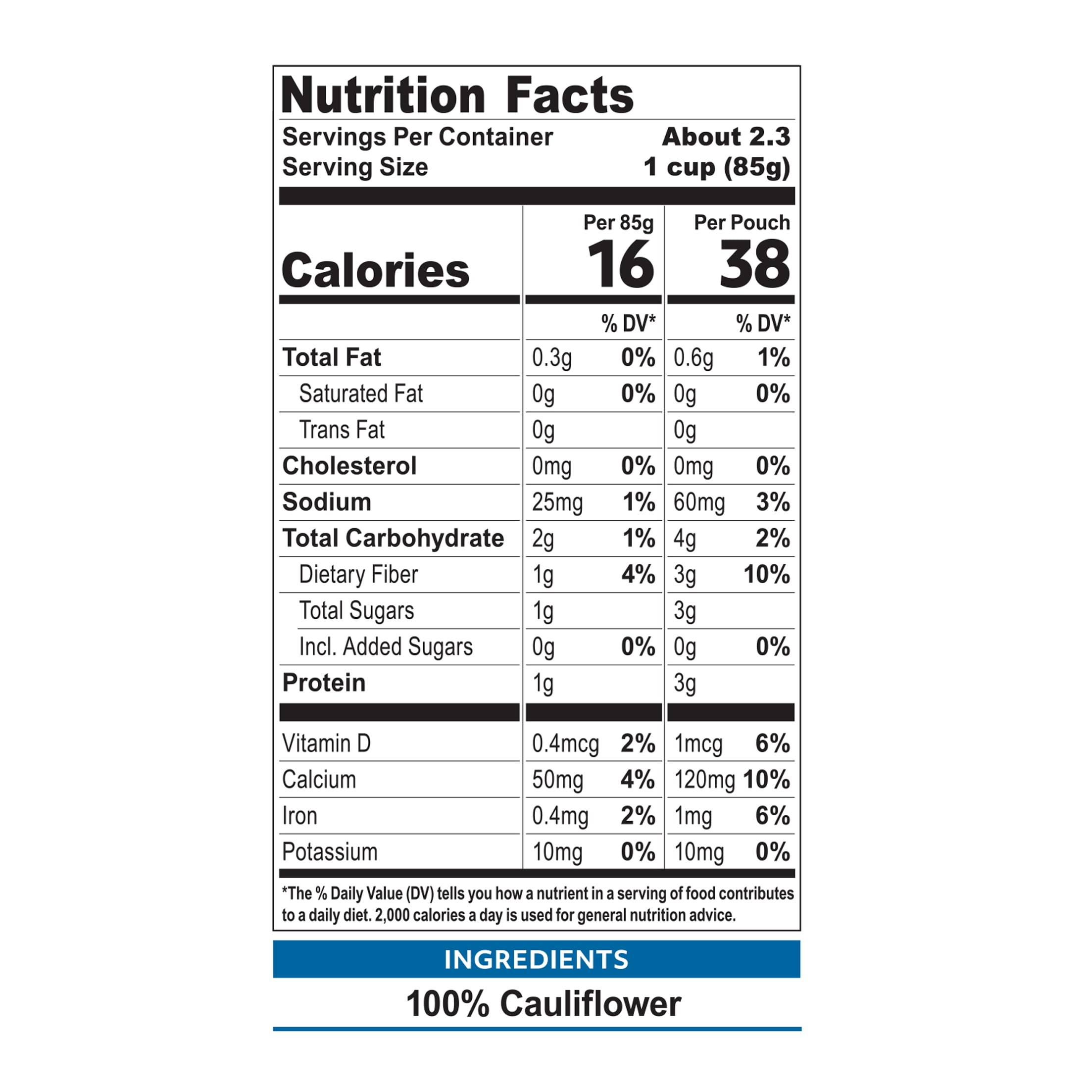(2 pack) Fullgreen Riced Cauliflower 7.05 oz Shelf Stable Pouch