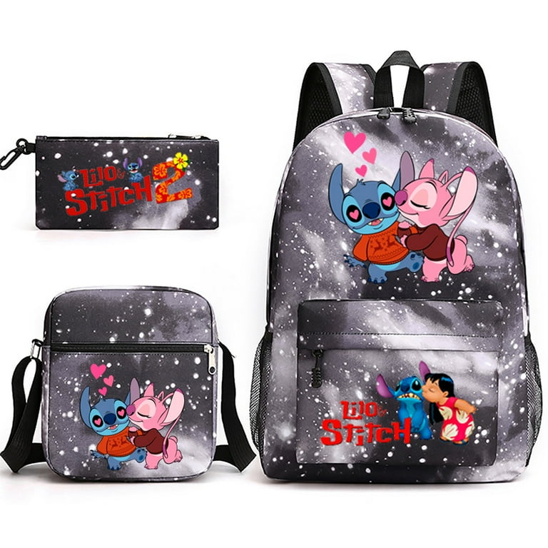 STITCH Anime Backpacks Sets, Cartoon Laptop Backpack with Lunch Bag and Pencil Case Daypack 3D Printed 1/3 Piece Set