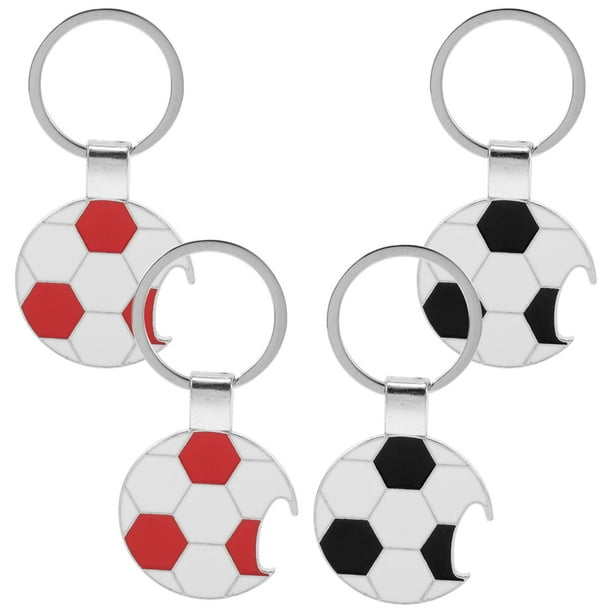 KAKOWELY 4 llaveros de balón de fútbol con abrebotellas, recuerdos de fiesta de cumpleaños de fútbol, llavero creativo de balón deportivo para mochila, decoraciones para fiesta de fútbol.