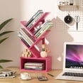 thumbnail image 6 of LEYAOYAO Zigzag Tree Book Shelf, 5 Tier Black Tree Bookshelf,Desktop Bookcase, Modern Desk Display Storage Bookshelf for Study, Pink, 6 of 8